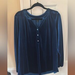 Elegant Blue Velvet Women's Top size medium